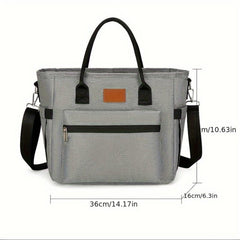Large Insulated Lunch Bag Portable Picnic Cooler Gray