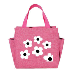 Insulated Lunch Bag with Dots - Portable Thick Canvas Cooler Tote for Women