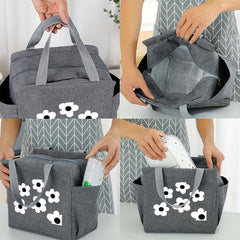 Insulated Lunch Bag with Dots - Portable Thick Canvas Cooler Tote for Women