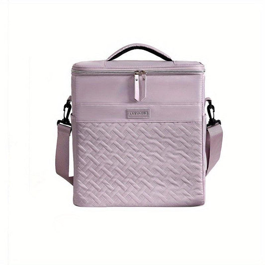 Large Capacity Insulated Lunch Bag with Crossbody Strap for Spring Picnics