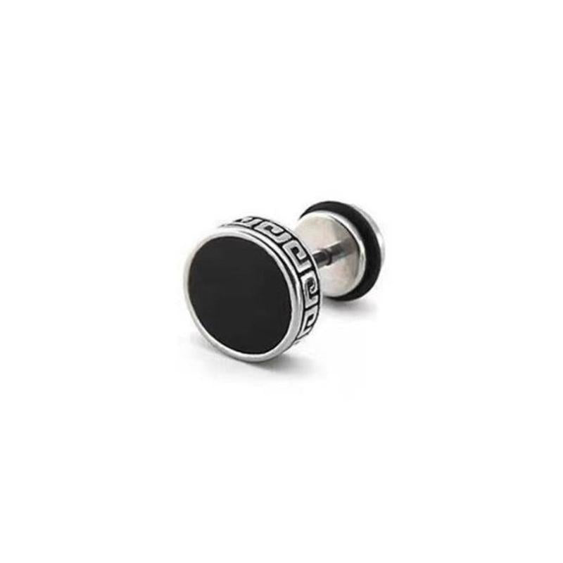 Funky Stainless Steel Stud Earring Round Barbell Retro Style