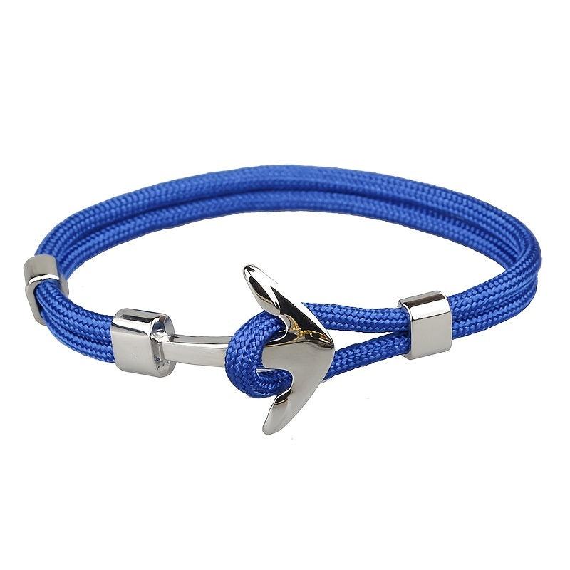 Silver Boat Anchor Bracelet Polyester Rope Punk Bracelet