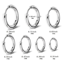 Titanium Steel Hoop Earrings Set for Men Women