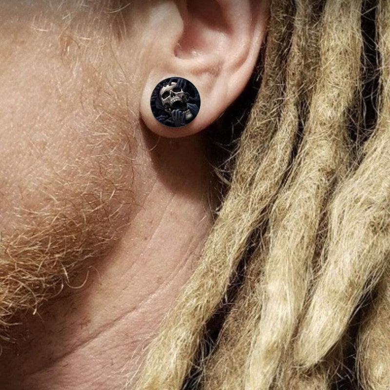 2pcs Acrylic Ear Expander Skull Pattern Men