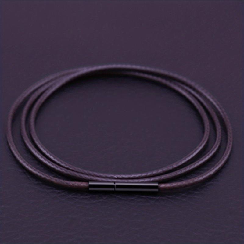 Men's 3mm Wax Leather Cord Necklace with Stainless Steel Buckle