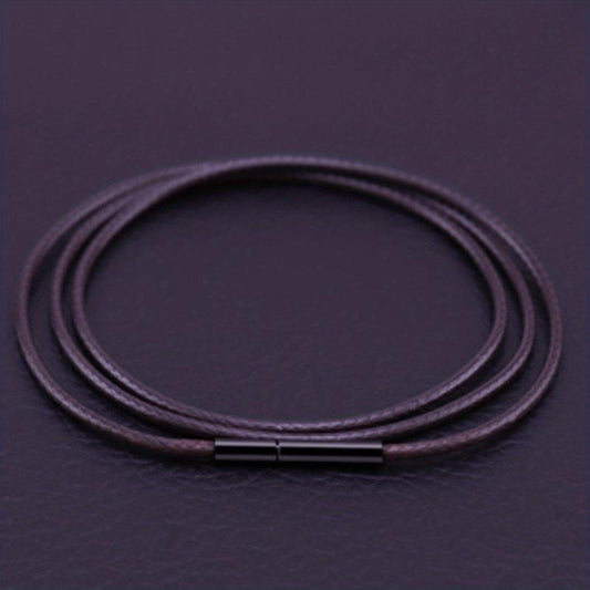 Men's 3mm Wax Leather Cord Necklace with Stainless Steel Buckle
