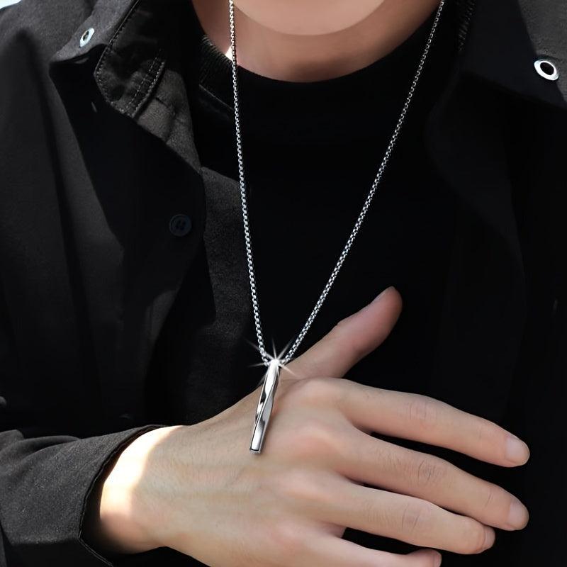 Men's Stainless Steel Bar Pendant Necklace