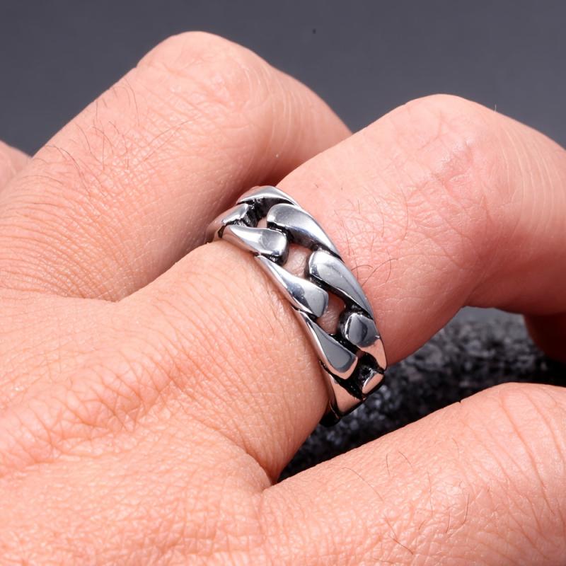 European American Men's Twist Ring Cuban Chain Ring Hip Hop Couple Ring