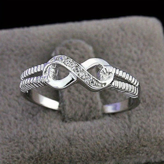 Men's Platinum Ring with Artificial Diamond Inlaid - Character Eight