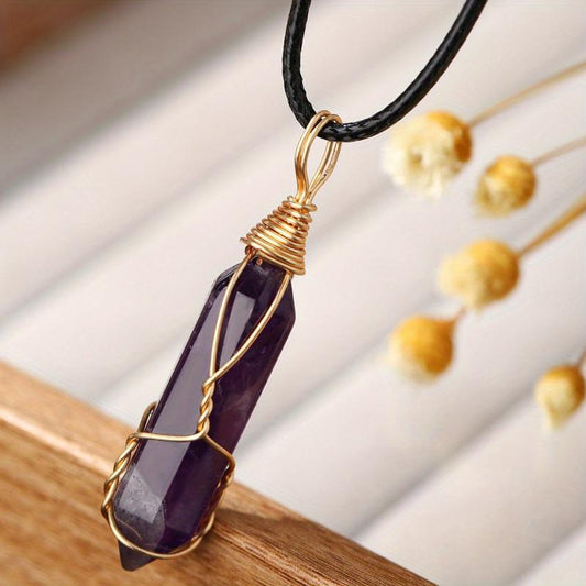 12 Colors Hexagon Pendant Necklace Crystal Lucky Stone Graduation Gift