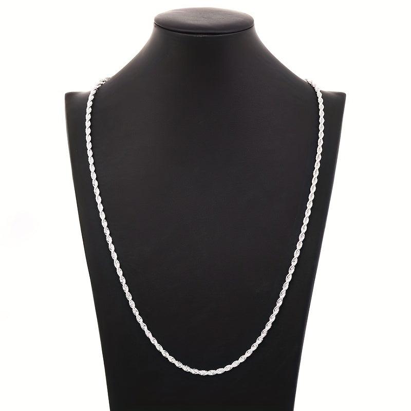 4mm Silvery Twist Rope Bracelet Necklace For Men