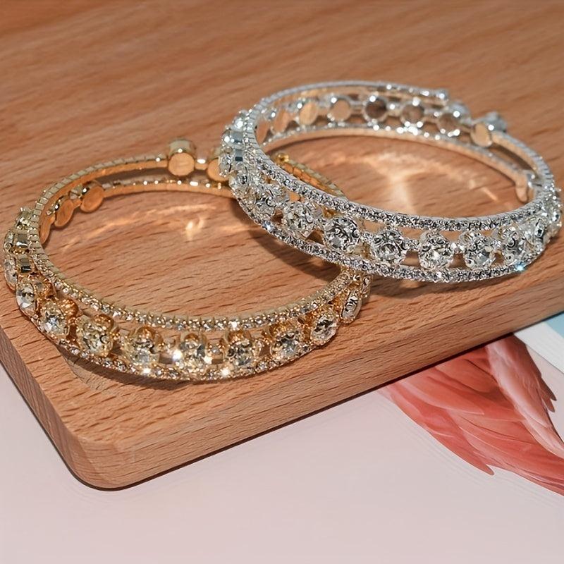 Bridal Rhinestone Full Diamond Winding Open Bracelet