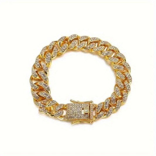Men's Cuban Chain Zircon Bracelet Hip Hop Ice Town Bracelet