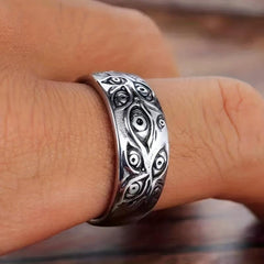 Men's Demon Eyes Pattern Ring Hip Hop Silvery Ring