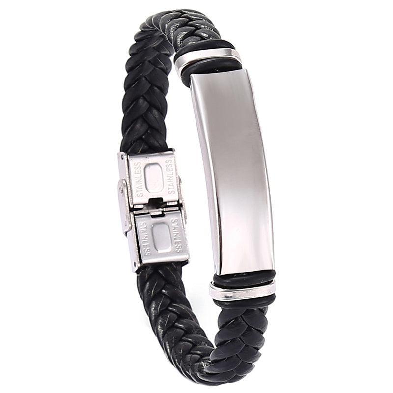 Minimalist Titanium Steel Leather Bracelet