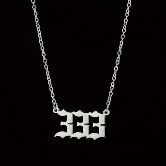 Stainless Steel Angel Number Pendant Necklace Lucky Numbers 111-999 666 000