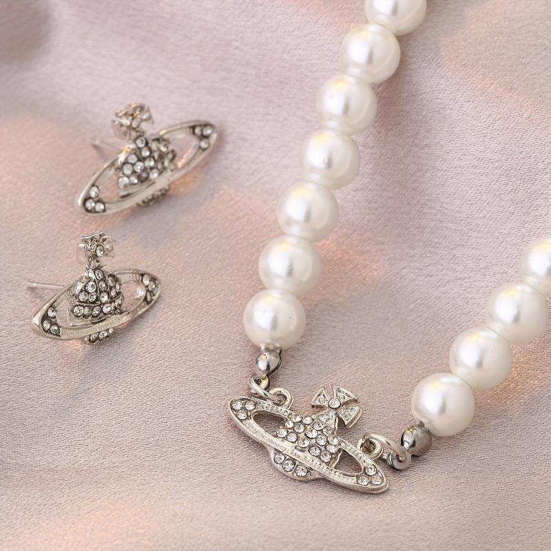 Y2K Faux Pearl Saturn Jewelry Set for Women