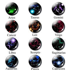 Zodiac Constellations Charms Keyring Crystal Ball Key Chain Rings