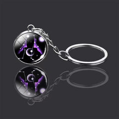 Zodiac Constellations Charms Keyring Crystal Ball Key Chain Rings