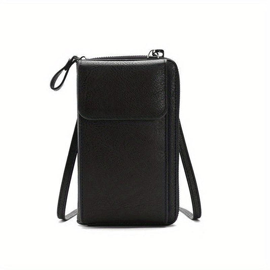 Vertical Wallet Zipper Closure Crossbody Bag