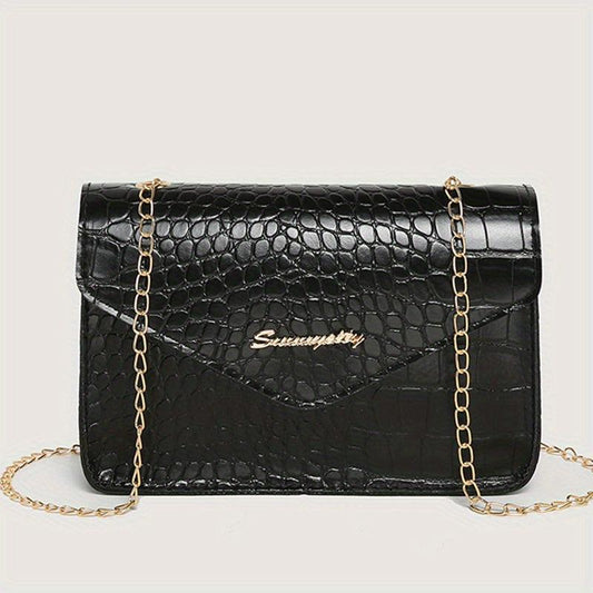 Crocodile Pattern Crossbody Bag PU Leather Purse Women's Shoulder Handbag