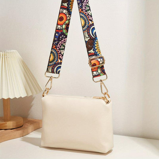 Floral Strap Crossbody Bag Tassel Square Purse