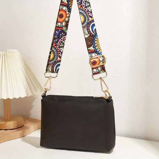 Floral Strap Crossbody Bag Tassel Square Purse