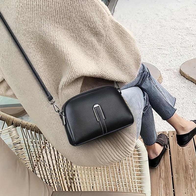 Metal Decor Crossbody Bag Square Shoulder Phone Purse