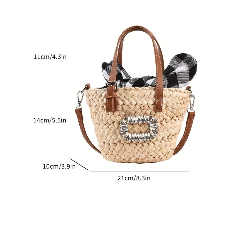 Rhinestone Straw Satchel Bag Lightweight Minimalist Crossbody Bag