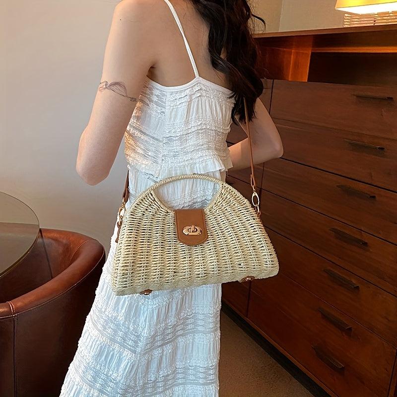 Stylish Colorblock Turn Lock Crossbody Bag