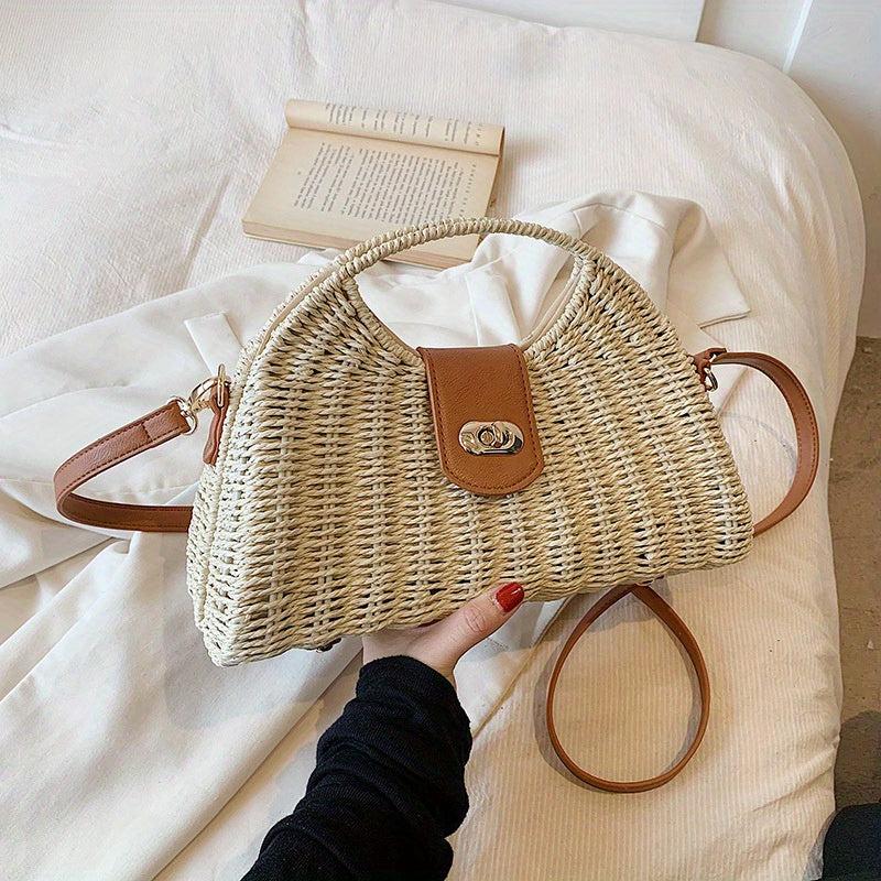 Stylish Colorblock Turn Lock Crossbody Bag