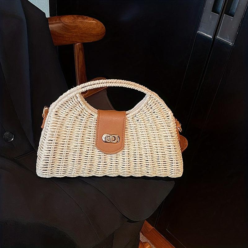 Stylish Colorblock Turn Lock Crossbody Bag