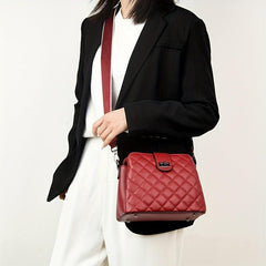 Argyle Quilted Crossbody Bag Solid Shoulder Bag Small Turn Lock