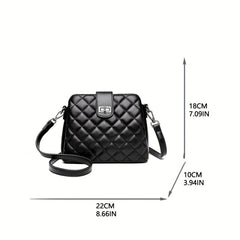 Argyle Quilted Crossbody Bag Solid Shoulder Bag Small Turn Lock