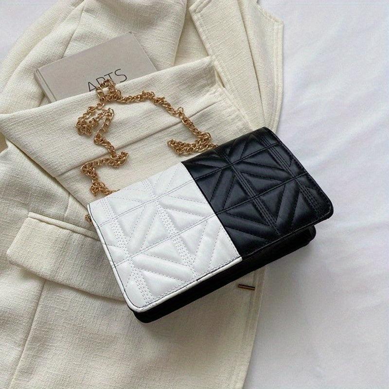 Colorblock Square Shoulder Bag Quilted Crossbody