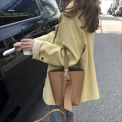 Solid Bucket Bag Set Small Crossbody Bag Women's Shoulder Bag