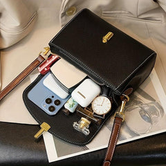 Small Contrast Crossbody Bag Buckle Flap Purse Women's Handbag