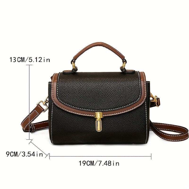 Small Contrast Crossbody Bag Buckle Flap Purse Women's Handbag