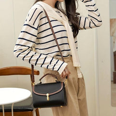 Small Contrast Crossbody Bag Buckle Flap Purse Women's Handbag