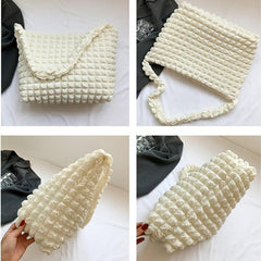 Cloud Pleated Shoulder Hobo Bag Large Capacity Underarm Tote Bag