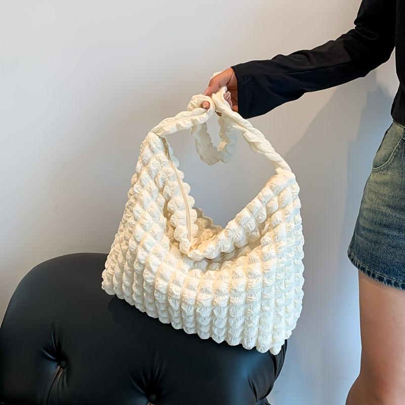 Cloud Pleated Shoulder Hobo Bag Large Capacity Underarm Tote Bag