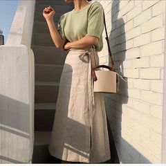 Colorblock Barrel Bag Crossbody Handbag with Drawstring Pouch