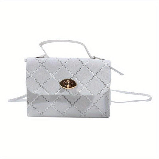Argyle Embossed Crossbody Bag Small PU Leather Handbag Shoulder Purse