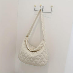 Argyle Pattern Shoulder Bag Quilted Crossbody Bag Large Capacity