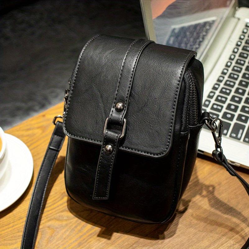 Retro Style Crossbody Phone Bag Women's Double Zipper Purse