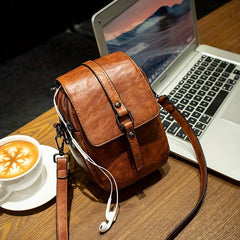 Retro Style Crossbody Phone Bag Women's Double Zipper Purse