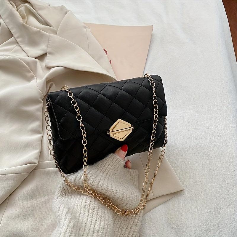 Quilted Chain Crossbody Bag Square Shoulder Bag for Women