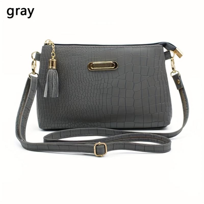 Crocodile Pattern Crossbody Bag PU Shoulder Phone Bag Women's Casual Handbag