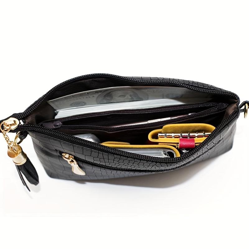 Crocodile Pattern Crossbody Bag PU Shoulder Phone Bag Women's Casual Handbag