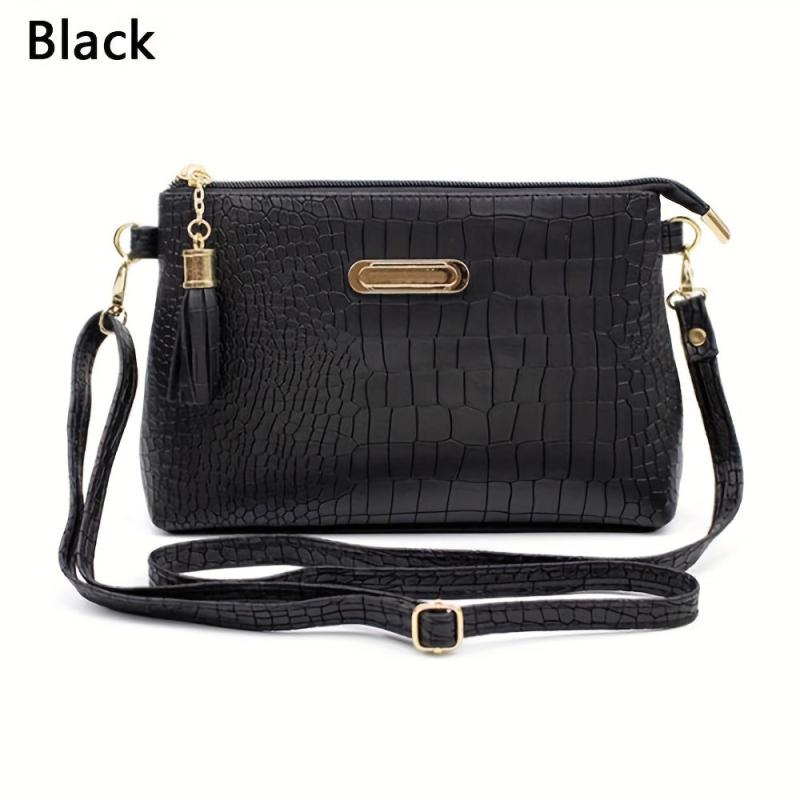 Crocodile Pattern Crossbody Bag PU Shoulder Phone Bag Women's Casual Handbag